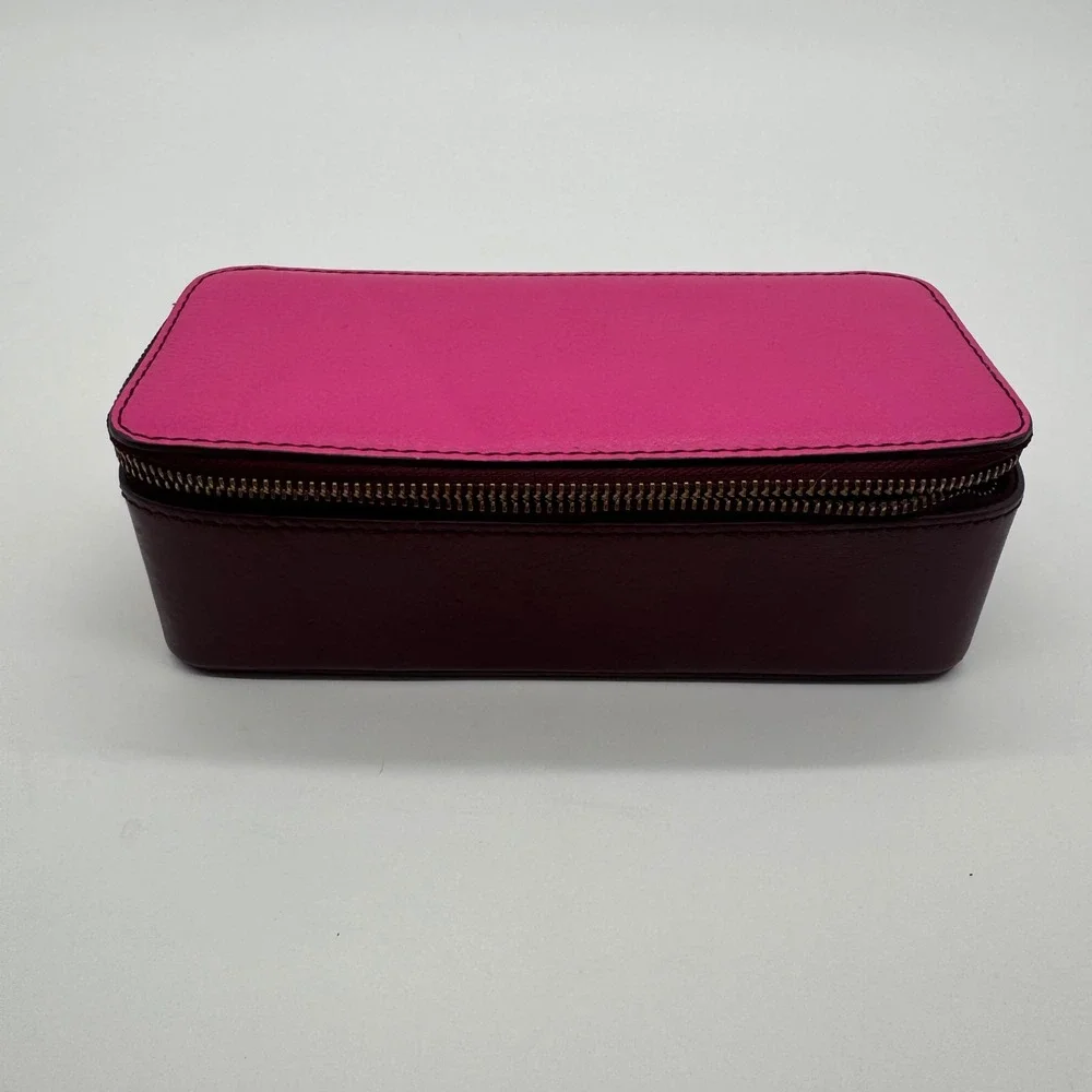 Fossil Sofia Leather Jewelry Box Maroon Pink Travel Case SWL1515601 NEW
